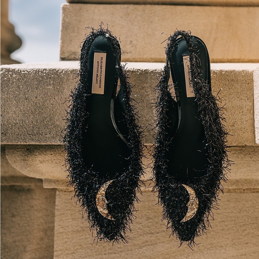 Antonio Melanie x Elizabeth Damrich Moon Boucle Slingback Pumps